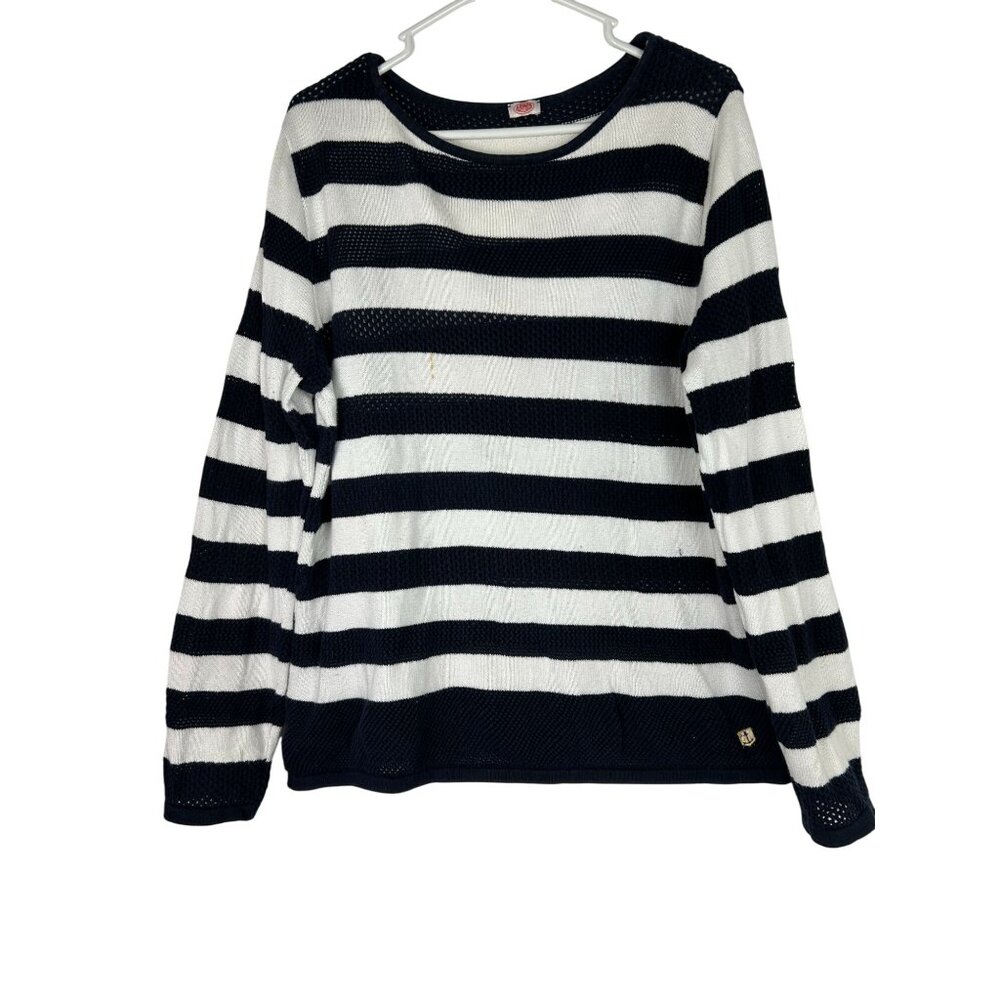 Armor Lux Womens Striped Knit Sweater Navy & White Long Sleeve Size M